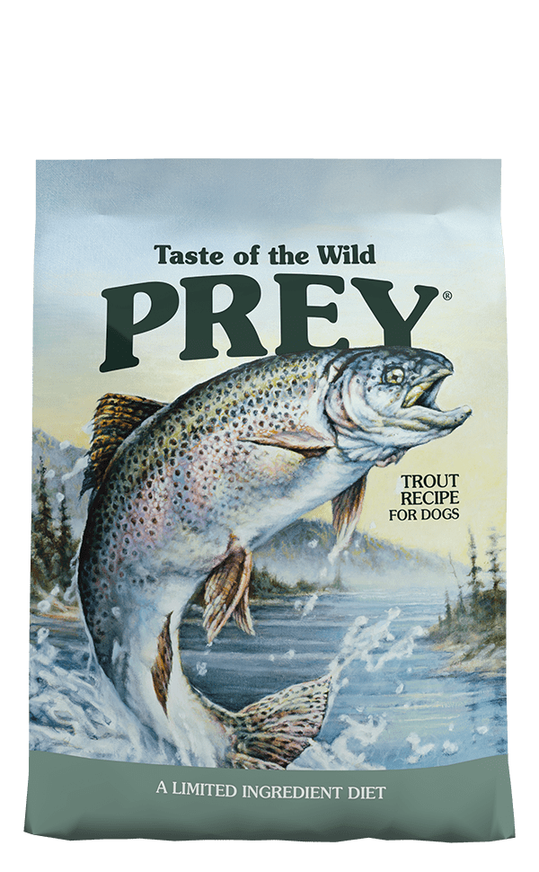 Prey Trout Formula for Dogs product bag - click for more information